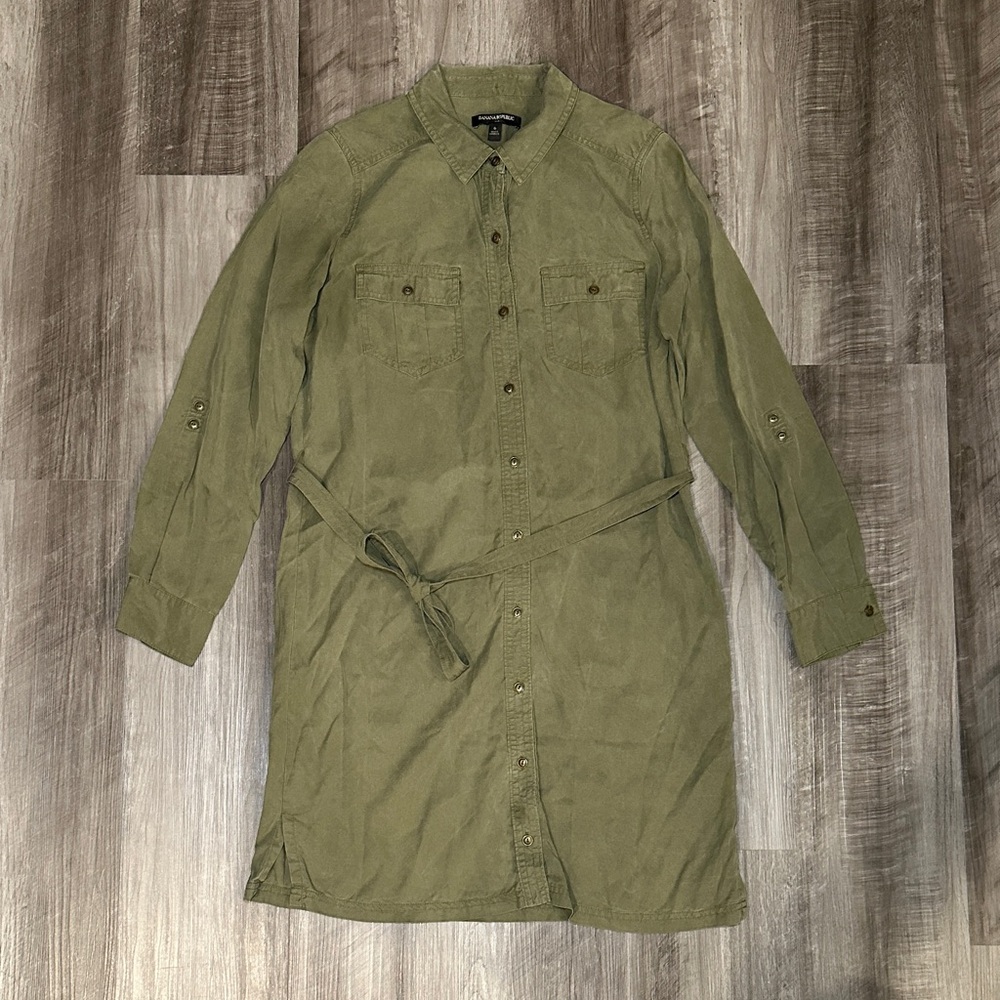 Banana Republic Roll Sleeve Lyocell Button Down Shirt Dress - 6